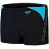 Speedo Junior Boy's Hyperboom Splice Aquashort Swimming Trunks | Chlorine Resistant | Quick Drying | Stretch Fabric | Print Detail, Black/Bolt, 5-6 Years