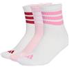 adidas Unisex - Adulto 3 STRIPES CUSHIONED SPORTSWEAR MID CUT SOCKS 3 PAIR PACK, white/clear pink/active maroon, 48-51