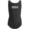 adidas Bambina Sportswear U-Back Swimsuit Kids, Black/Green Spark, 5-6 Anni