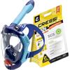 CRESSI Kiddy Kids Full Face Mask Azure/Blue/Blue White - Maschera Integrale Progettata Appositamente per i Bambini, Antiappannamento, Valvola di Scarico e Snorkel Dry, Azzurro/Blu/Blu