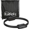 Bluefinity Anello da Pilates con Esercizi, Doppia Impugnatura, Imbottito, Ø 37cm, Fitness Ring, Allenamenti Yoga, Nero