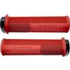 Peaty's Manopole Bici MTB Monarch - Impugnature in Mescola Morbida 20a con Texture a Zigrinata, Manopole Bicicletta Ammortizzanti con Barre ad Alta Presa e Cuscinetto per Pollice - 32-34 mm, Rosso