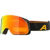 ALPINA BLACKCOMB Q-LITE - Maschera da sci fashion per uomo e donna, anti-appannamento, circolazione dell'aria efficace, lente specchiata, black-yellow matt