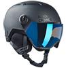 BLACK CREVICE Casque de ski Chamonix I Casque de ski avec visière Style pilote en différentes couleurs I Hommes & femmes I Casque de snowboard unisexe I Respirant I Taille réglable (M, Nero/Blu Opaco)