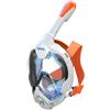 Seac Magica, Maschera Snorkeling Full Face Integrale Anti Appannamento con Morbido Facciale in 4 Taglie, Valvola di Spurgo e Snorkel Dry Top, bianco/arancione, XS/S