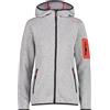 CMP Knit Tech mélange fleece jacket with hood, Woman, Argento-Red Kiss, 52