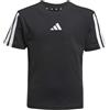 adidas Unisex - Bambini ESSENTIALS 3 STRIPES SLEEVE T-SHIRT, black/white, 6-7 Years