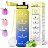 Motswedi Borraccia 1 Litro, a Prova di Perdite, Bottiglia Motivazionale con Scala di Idratazione, Borraccia Sportiva, senza Cannuccia, Bottiglia acqua, per Ufficio, Sport, Palestra, Giallo&Blu reale