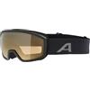 ALPINA SCARABEO JR. Q-LITE - Maschera da sci OTG specchiata per bambini, comfort ottimale grazie al Comfort Frame, protezione UV 100%, black matt