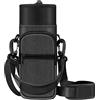 CASEBOT Borsa porta bottiglie d'acqua, borsa sportiva con tracolla regolabile e 2 tasche, per uomo, donna, escursionismo, campeggio, viaggi, Nero, moderno