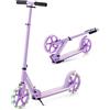 FANTASK Monopattino pieghevole in altezza, pratico monopattino sportivo con ruote a LED e cuscinetti a sfera ABEC-7, portata 100 kg (viola)