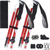 VINATO Bastoni da Trekking Pieghevoli - Set da 2, Lega di Alluminio 7075, Leggeri, Regolabili 110-130 cm, con Borsa e Accessori, Rosso