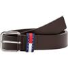 Tommy Jeans Uomo Cintura Ryan 3,5 cm Cintura in Pelle, Marrone (Dark Brown), 80 cm