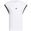 adidas Uomo Basketball all World Sleeveless Tank Shirt, White/Black, S Tall