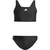 adidas Bambina 3-Stripes V-Back Bikini, Black/White, 2-3 Years