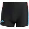 Adidas Boxer da Nuoto Colorblock 3 Strisce da Uomo, 30, Nero, 10A/12A