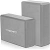 TechFit Mattoncino da Yoga in Schiuma EVA ad Alta Densità, Set da 2 Pezzi, Leggero e Antiscivolo, Supporto Ideale per Yoga, Pilates, Stretching, Dimensioni 23x15x7.6 cm, Grigio