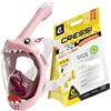 CRESSI Kiddy Kids Full Face Mask Pink/Purple/White- Maschera Integrale Progettata Appositamente per i Bambini, Antiappannamento, Valvola di Scarico e Snorkel Dry, Rosa/Viola/Bianco