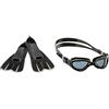 Cressi Agua Short Self Adjusting Pinne Lunge e Corte per Immersioni, Nero/Argento, 35/36 + DE202392 Occhialini Nuoto a Oculari Separati con Lenti Infrangibili, Nero/Grigio/Lenti Lenti Fumé