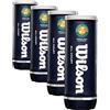 Wilson Roland Garros, WRT126400 Palline da Tennis Ufficiali, Tubo da 3 Palline, Tutte Le Superfici, 24 x 3 (Confezione da 4)