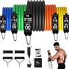 himaly Elastici Fitness Set, 5 Resistenza Bands con Diversi Livelli Elastiche Fitness Uomo Donne, Kit Elastici Palestra con 11 accessori, Set di Fitness Bande per Allenamento a casa