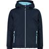 CMP Giacca Kid G con Cappuccio Fisso Unisex - Bambini e Ragazzi, Black Blue 25, 128