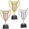 Relaxdays Coppa Sport e Feste, senza incisione, plastica, con manici, 22,5 x 13,5 x 8,5 cm, Confezione da 3 pezzi, Oro, Argento, Bronzo
