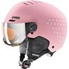 uvex rocket jr visor, casco da sci robusto per bambini, con visiera, regolazione individuale delle dimensioni, pink confetti matt, 51-55 cm