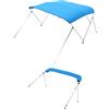 VEVOR Tendalino per Barca a 3 Archi in Poliestere 600D con Telaio in Lega di Alluminio, Tendalino Parasole Impermeabile per Barca con Borsa Portaoggetti, Larghezza 201 a 213 cm Blu Pacifico
