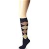 PFIFF - Calze Alte, Motivo Jacquard, Unisex, Multicolore - Bleu/Beige, M