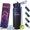 Motswedi Borraccia Termica 750 ml, con Cannuccia, Borraccia Acciaio Inox, a Prova di Perdite, Bottiglia Termica, Doppia Parete Sottovuoto, per Sport, Campeggio, Yoga, Palestra, Blu scuro & nero