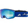 ALPINA SCARABEO JR. Q-LITE - Maschera da sci OTG specchiata per bambini, comfort ottimale grazie al Comfort Frame, protezione UV 100%, blue matt