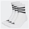 adidas Unisex - Adulto 3-Stripes Cushioned Sportswear Mid-Cut Socks 3 Pairs, White / Black, 13-14.5
