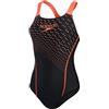 Speedo Women's Medley Logo 1 Piece Swimsuit | Classics | Medalist Style, Black/Siren Red, 28