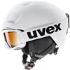 uvex heyya pro set, casco da sci leggero per bambini, regolazione individuale delle dimensioni, con intensificazione del contrasto, white-black, 54-58 cm