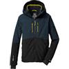 Killtec Bambini e ragazzi Giacca da sci/giacca funzionale con cappuccio e paraneve KSW 201 BYS SKI JCKT, nachtblau/schwarzblau/dunkellime, 140, 43468-000