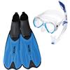 SEAC Spinta Set Snorkeling con Pinne a Scarpetta Chiusa, Maschera Subacquea e Snorkel Anti Splash Unisex Adulto Blu 38/39