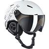 Black Crevice Skihelm Vail mit Visier, Casco Unisex Adulto, Bianco Opaco/Carbonio Nero, L