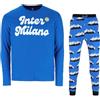 Inter Linea Xmas - Pigiama Vacanze Invernali 25/26 Uomo in 100% Cotone con Motivo Natalizio e Logo Ufficiale - Taglia S
