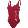 Speedo Costume da Bagno Modellante Stampato Luna Elustre, Abbigliamento Modellante, Costumi da Bagno per Spiaggia e Vacanze Costume da Bagno per Donna, Basque Red/Magenta Haze/Soft Bloom, 32