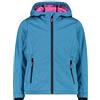 CMP - Giacca in softshell melange da bambini con cappuccio fisso, Turchese Mel., 164