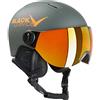BLACK CREVICE Casco da sci per bambini Leogang I Casco da sci con visiera stile pilota in diversi colori I Casco da snowboard unisex I Casco da sci (48-52, Opaco Gun/Arancia)