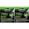 Slime Camera d'Aria per Bici con Sigillante Antiforatura, Autosigillante, Prevenire e Riparare, Valvola Presta Cisclismo, Nero, 700c x 19-25mm (Confezione da 2)