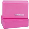 Relaxdays Blocchi per Yoga Set da 2, Mattoncini per Esercizi, in Gommapiuma, Antiscivolo, HxLxP 8x23x15 cm, Rosa