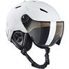 BLACK CREVICE Casco da sci Vail I Casco da sci con visiera stile pilota in diversi colori I Casco da sci per Uomo & Donna I Casco da sci in (55-58 cm), opaco bianco/argento)