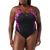 Speedo Donna Hyperboom Splice Muscleback Swimsuit | ClaSic Design | Quick Drying | Training | FitneS | Chlorine Resistant, Hyper Black/Elec Pnk/Ecstatic, 40