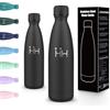 Motswedi Borraccia Termica 500ml, Borraccia Acciaio Inox, Doppio Isolamento Termico, Bottiglia Termica per Freddo e Caldo, Bottiglia d'Acqua a Prova di Perdite per Scuola, Lavoro, Ufficio, Nero