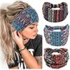 YUSHOW 3 fasce per capelli da donna, larghe, elastiche, morbide, larghe, elastiche, bohémien, fascia per capelli, fascia per capelli da allenamento, con stampa boho, accessori per capelli per yoga e sport