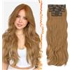 BARSDAR 60cm Sintetici Lunga Ondulati Zenzero Biondo Clip Extension Capelli | 5PCS Layered Soft Wave, Lace Weft, Setosi Morbide Voluminosi Leggeri, Easy Wear Confortevole Fit,Tangle-free Aspetto Naturale