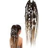 Generico Coda di cavallo elastica con dreadlock,Coda Posticcia Intrecciata Stile Boho con Perline, Extension Capelli Dreadlock Leggera con Elastico, Uso Quotidiano e Festival